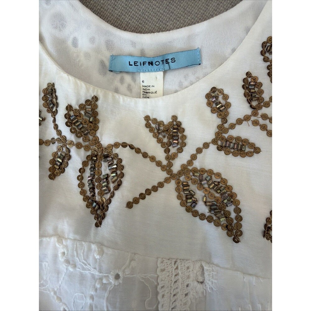 Anthropologie Leifnotes White Dress Size 6 - Picture 7 of 8